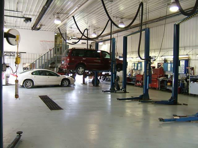 car service area at cannon auto repair, cannon falls, mn